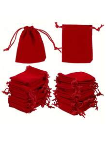 10/50pcs Red Gift Bag With Tie For Wedding Party, Red Suspender Storage Bag 2.75x3.54 Inches And 3.54x4.72 Inches Sizes - Red Gift Bag - View 7