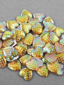 50 颗/包蛇皮图案树脂水钻，12 毫米平底心形树脂水钻，树脂水钻适用于手工 DIY 和服装配饰 - 彩色 - 查看 10