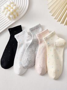 4 pares de calcetines cortos de mujer con puntos de malla, calcetines en negro, blanco, rosa y amarillo, ligeros, cómodos y transpirables, adecuados para primavera y verano, colores surtidos