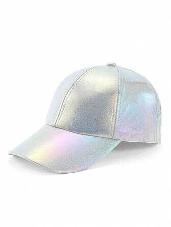 1pc Couple Patent Leather Brim Street Wear Sun-Shielding Decorated Baseball Cap