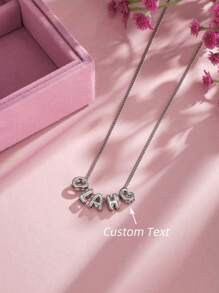 1pc 3D Bubble Letter Personalized Name Necklace, Charm Customized Jewelry Nameplate Necklace, Initial Circular Bubble Pendant Necklace, Silver, Stylish, Colorful, For Birthdays, For Graduation, For Prom, For Party, Necklaces For Women, School Supplies, For Teenagers, Junior High School Students, Middle School Students, High School Senior High School Students, College Students, University Students, Freshman, Sophomore, Underclassmen,Chic Autumn, Utilitarian Chic, Delicate Romance, Look Glamour - Silver - View 3