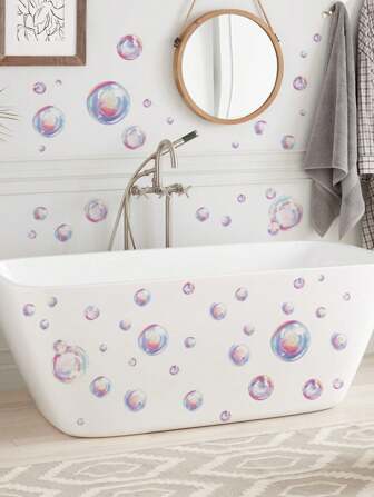 1 pezzo/2 pezzi Adesivi da parete colorati a bolle, decalcomanie per vasca da bagno, adesivi decorativi per pareti di bagno e doccia, murales rimovibili in PVC per decorazione casa e bagno, tappetini da bagno, tappeti da pavimento, decorazioni autunnali, accessori per il bagno