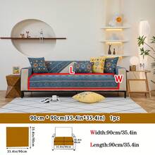 1pc Bohemian Style All Season Anti-Slip Sofa Cover, Fashionable Chenille Pet & Scratch Proof Sofa Protector, Spring/Autumn Pet Friendly Sofa Slipcover Fit For L-Shaped And 1/2/3/4-Seat Sofa (Sold Individually) - Blue - View 14