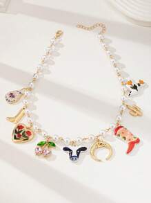 1 Chiếc Vòng Cổ Quyến Rũ Mùa Hè Cho Nữ Giày Cao Bồi Khóa Trái Tim Vòng Cổ Thánh Giá, Vòng Cổ Hạt Ngọc Trai Giả Cho Nữ Trang Sức Boho - Nhiều màu - Xem 6