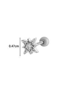 Toppiercing 1pc Fashionable Minimalist Copper Zirconia Star Moon Flower Screw Thread Titanium Steel Cartilage Earring, Ear Bone Piercing Jewelry