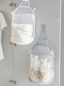 1pc/Set Foldable Wardrobe Hanging Underwear Storage Bag, Collapsible Storage Basket, Space-Saving Retractable Wall-Mounted Storage Basket For Bathroom Accessories, Underwear, Laundry, And Miscellaneous Items, Random Mesh Bag Included