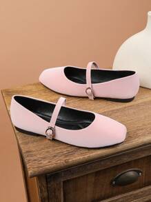 Women's Fashion Square Toe Low Vamp Pink Shoes,Office Casual Versatile Flats, Outdoor Recreation, High-End Elegant Ballet Flats For Spring/Summer, Weddings, Parties
