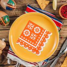 Mexican Paper Napkins Carnival Cocktail Napkins Decorative Scalloped Napkin For May 5th Mexican Carnival Table Decor Party