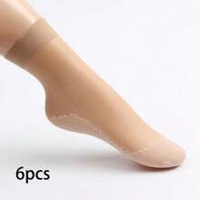 Silky Velvet Socks, Elastic Lace Stockings, Women's Transparent Ultra-Thin Mesh Non-Slip Bottom Stitching Socks