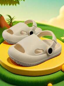 Infants' Breathable Perforated Sandals, Lightweight, Soft & Comfortable, Non-Slip Soles, EVA Protective Cap, Solid Color Simple & Cute, Suitable For Indoor & Outdoor Wear For Baby Boys & Girls, Beach Sandals