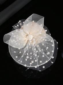Accesorie de păr cu model de trandafir mic, cu plasă cu buline, decorativă pentru banchet, accesorii de păr, pălărie Derby, pălării mini, pălării mici, joben mini, șapcă mini, articole școlare