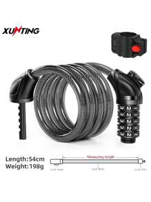 Xunting Bike Cable Lock 54cm Bike Locks Cable 5 Feet Coiled Secure Resettable Combination Bike Lock With Mounting Bracket - Black - View 1