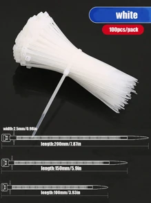 100/200/300pcs Cable Ties, Various Sizes Nylon Zip Ties 4/6/8 Inches, Self-Locking Rope Management Heavy Duty Outdoor, Home Office, Garden Fence Grid UV Resistant Nylon Straps
