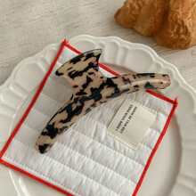 大号黑色豹纹发夹 复古法式扭纹爪形发夹 - 彩色 - 查看 9