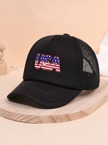 1pc Baseball Cap For Children, USA Print Breathable Sun Protection Hat Suitable For Fishing, Outdoor Activities