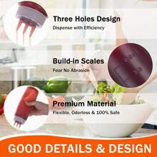 3pcs Kitchen Salad Squeeze Sauce Bottle, Honey Oyster Sauce Seasoning Bottle, Condensed Milk Squeeze Bottle, Three-Hole Seasoning Bottle, With Scale, Transparent Visual Control Leak-Proof Squeeze Sauce Bottle Festival Party Supplies - Multicolor - View 8