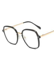 1 Pair Women's Square PC Frame Metal Leg Rivet Detail Non-Prescription Glasses, Suitable For Party, Holiday And Everyday Wear