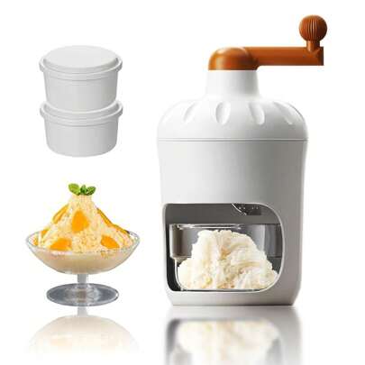 Triturador De Hielo,máquina de hielo raspada manual, que incluye 2 molinillos de hielo y 1 recipiente para batidos, adecuada para hacer hielo raspado y diversas bebidas al aire libre en casa