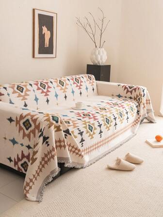 1pc Bohemian Style Chenille Universal Sofa Cover, Anti-Cat Scratch, Dirt Resistant, For All Seasons