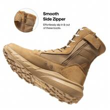 Men's Breathable Tactical Military Work Boots Side Zipper Leather Lightweight Hiking Motorcycle Combat Boots 8 Inches Recon - Brown - View 2