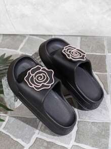 Girls Thick Sole Slippers, Summer Outdoor Sandals, Simple Fashion Non-Slip Casual Slides, Indoor House Wear Elevated EVA Slippers