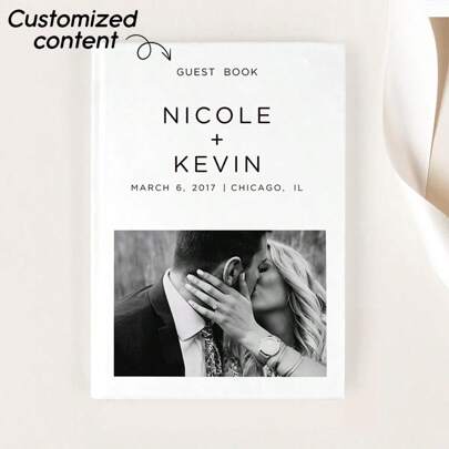 Wedding Guest Book, Vertical Wedding Book, Photo Wedding Book, Personalized With Alphabet Name, Hardcover Wedding Guest Book, Wedding Guestbook, Personalized Eucalyptus Wedding Guestbook, Wedding Memory Book, Wedding Scrapbook, Wedding Book, Single-Sided Customized Wedding Book, 36 Pages Wedding Book,Wedding Essentials