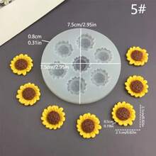 1PC 向日葵硅胶模具 DIY 工艺珠宝铸造工具香薰蜡烛制作、鞋饰艺术用品手工皂硅胶模具滴树脂模具石膏树脂滴胶制作工具家居装饰吊坠模具婚礼礼物家居装饰和手工礼品复杂花卉设计 - 白色 - 查看 9