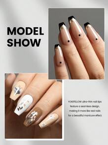 300PCS YOKEFELLOW False Nail Tips Almond/Coffin/Square/Oval, 15 Sizes Ultra-Thin Frosted Full Cover Press On Nails, Seamless Fit & Natural False Nails Women For Fast & Portable Nail Art DIY Press On Acrylic Nail At Home And For A Gift - Clear - View 8