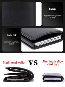 1 pieza Portacards antirrobo RFID con apertura automática para hombres, caja de aleación de aluminio y PU con múltiples ranuras para tarjetas, estuche de tarjetas plateado, adecuado para adolescentes, deportes casuales de verano, vacaciones, regalo de graduación o accesorio de cumpleaños - Unitalla - Ver 7
