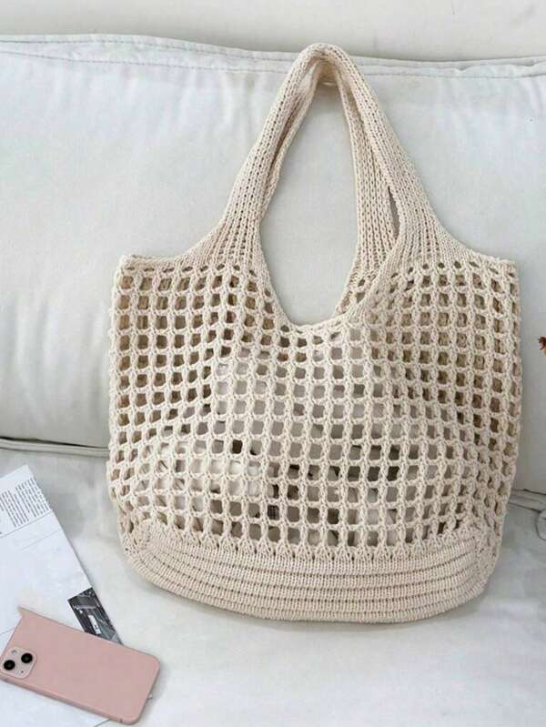 Sacs au crochet pour femmes - Grands sacs à main creux pour un usage quotidien, jolis sacs de plage, sacs fourre-tout, sacs à bandoulière, sacs en tricot hippie, sacs à main