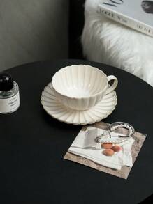 1 Set Premium Vintage White Coffee Cup & Saucer Set, High-Quality Afternoon Tea Coffee Cup & Saucer, Cup Made With Kiln Glazing Process For Heat Resistance And Non-Slip, Great Coffee Container. Back To School - White - View 8