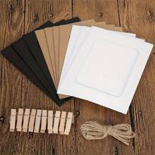 1 Set Photo Frame With Clips, Banner Wreath For Home Decor (10 Frames + 10 Clips + 1 Rope), Handmade Craft And Sewing Supplies, Party Decorations For Spring, Summer, Autumn, Winter, No Power Source Required, No Batteries, No Feathers