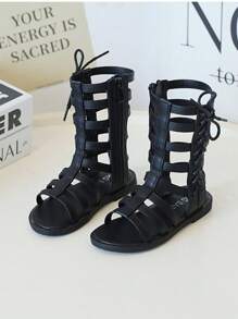 Girls High Top Open Toe Roman Sandals, Fashion Princess Shoes For Little Girls, Summer