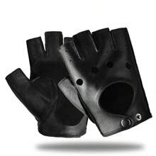 New Mens Fingerless Half Finger Driving Fitness Motorcycle Cycling Goatskin Men Pu Leather Gloves Mittens