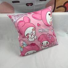 Sanrio 1 szt. Sanrio Kawaii Hello Kitty & Kuromi Poszewka na poduszkę z motywem, Sanrio Cartoon Peripheral Anime Poszewka na poduszkę, Z różową podstawą tworzącą słodką atmosferę, Jednostronny projekt, Super miękki materiał wygodny, Wystrój domu, Nadaje się do sypialni, sofy, samochodu, salonu, 50 cm * 50 cm, 45 cm * 45 cm, 40 cm * 40 cm