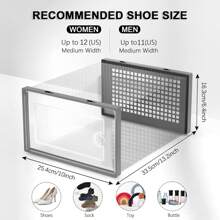 12Pcs Thick Transparent X Size Shoe Box With Lid, Foldable And Stackable Shoe Rack, Free Combination, Plastic Sports Shoe Container, Space-Saving Shoe Rack, Alternative To Drawer Storage Unit - X - Đen Lớn - 12 Chiếc - Xem 2