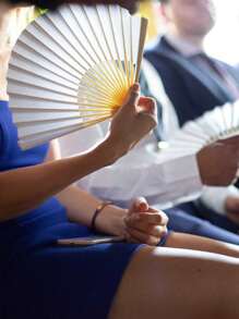 3 Pieces White Handheld Fans Cloth Fans Bamboo Folding Fans For Wedding Decoration, Church Wedding Gifts, Party Favors, DIY Decoration