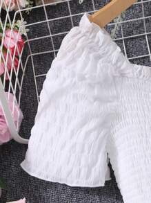 Tween Girl 1pc Casual Solid Color Square Neck Oxford Jumper Dress, Summer