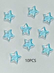 10 件装彩色五角星美甲配件平底钻石 DIY 美甲配件清凉夏日珠宝钻石