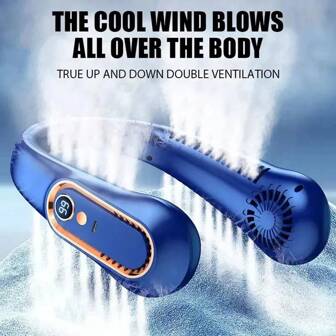 Slouchy Days Savior! Portable Neck Bladeless Fan, Ultra-Long Life, 5 Adjustable Gears, Silent Operation, Digital Display, USB Charging For All Occasions