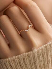 BALMORA 1pc Sterling S925 Silver Vintage Simple Elegant Geometry Wavy Zirconia Finger Ring For Women Party Daily Wearing Friendship Jewelry Gift