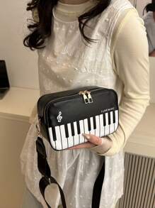 1pc Piano-Shaped Large Capacity Makeup Organizer, Suitable For Storing Daily Cosmetics