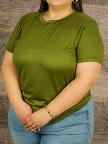 Blusa Fruncida de Color Sólido Talla Grande