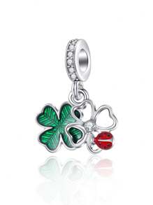 1pc Minimalist Fashion Spring/Summer New Lucky Four Leaf Clover & Ladybug DIY Pendant Accessories For Women, Bracelet Necklace Handmade Crafted Gift
