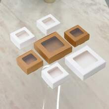 5pcs/10pcs Mini Clear Window Paper Boxes, White Cardboard Boxes With Lids, Suitable For Cookies, Soaps, Proposal, Candies, Wedding, Birthday, Party, Gift, Bridesmaid, Graduation, Easter, Mother's Day - Paper - View 4
