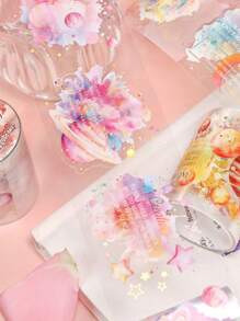 1 rol aquarel tie-dye folie decoratieve tape, Galaxy thema Engels alfabet voor scrapbooking