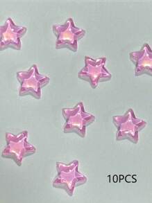 10 件装彩色五角星美甲配件平底钻石 DIY 美甲配件清凉夏日珠宝钻石