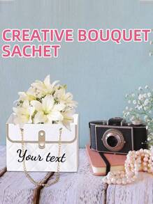 Customized Flower Paper Boxes, Flower Shop Packaging Boxes With Metal Chains, Flower Packaging, Bouquet Storage Barrels, Rectangular Packaging Boxes, Flower Shop Bags, Handbags, Bouquet Packaging Baskets, Wedding Party Gift Bags, Back To School, Holiday Gifts, Gifts For Mom - Multicolor - View 3