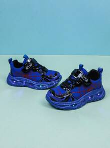Fashion LED Luminous Spider Web Breathable Sports Shoes, Suitable For Boys And Girls - Casual, Shock-Absorbing, All-Season Non-Slip Outdoor Running And Walking Shoes - Blue - View 3