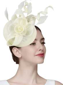 1 件女士头饰肯塔基头饰德比药盒帽头带夹发饰适用于人造羽毛婚礼茶会帽